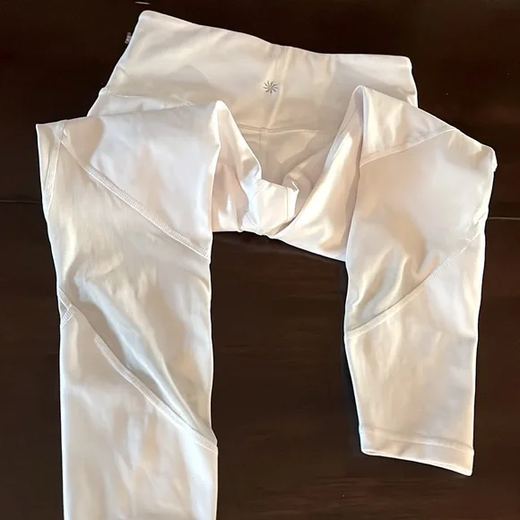 Athleta White Workout Pants With Sheer Bottom Design- Size XSP - Activewear - Picture 4 of 6
